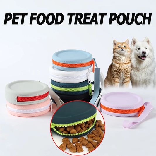 Dog Treat Training Pouch, Portable Silicone Dog Food Treat Pouch with Lanyard and Hook for Outdoor Walking Supply Storage Bag